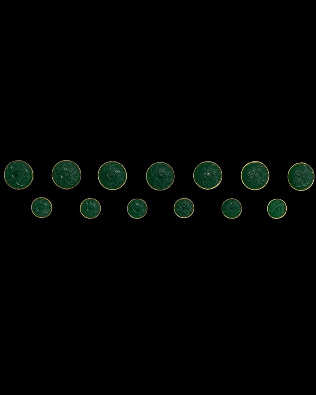 Emerald Carved Floral Bandhgala Button