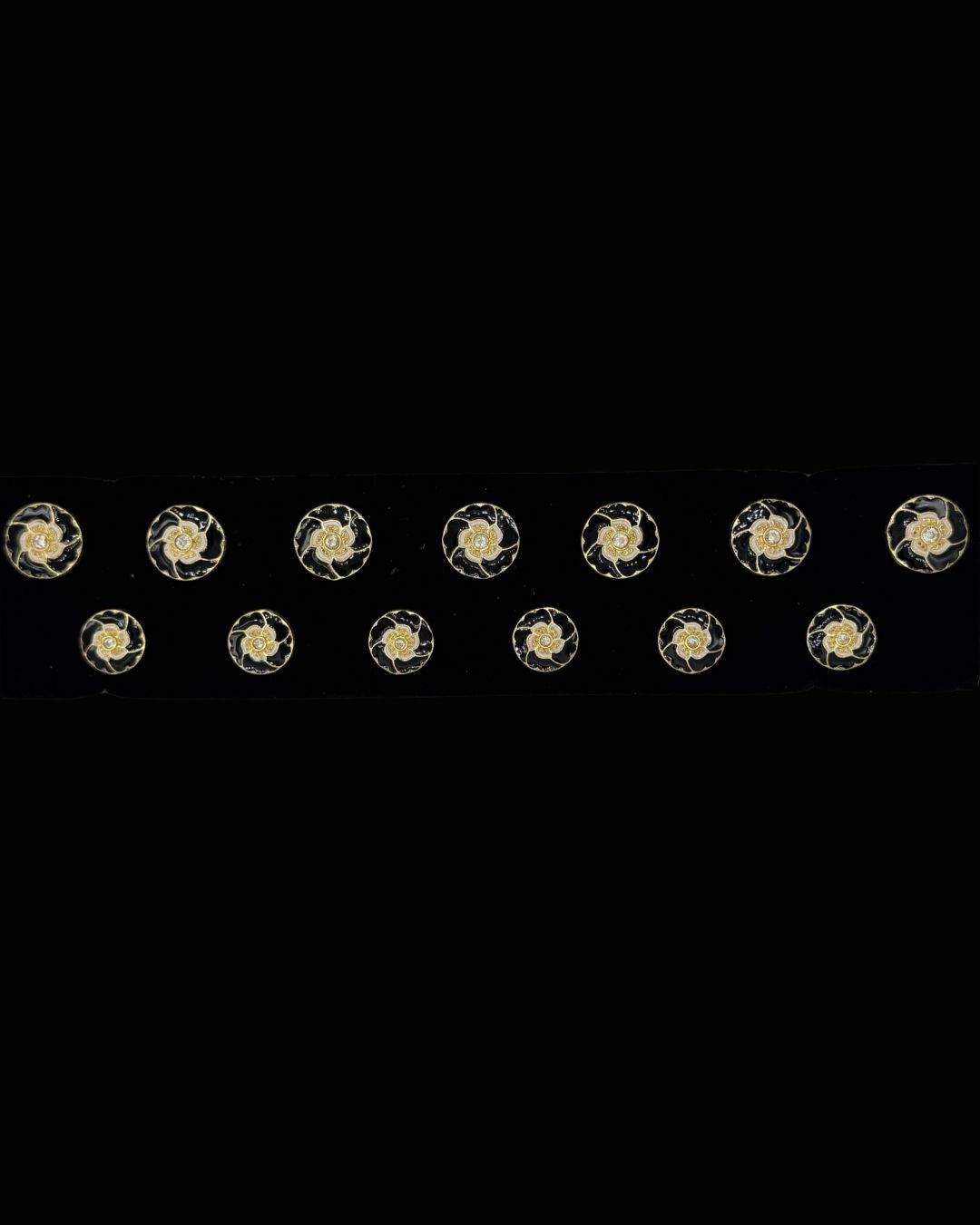 Midnight Petal Crystal Bandhgala Button