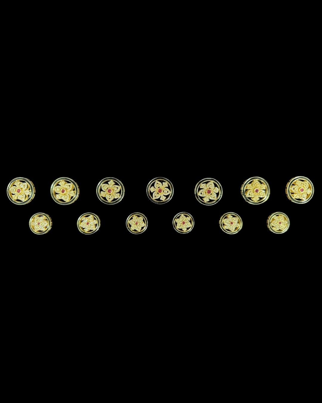 Regal Fleur Crystal Brass Button Set