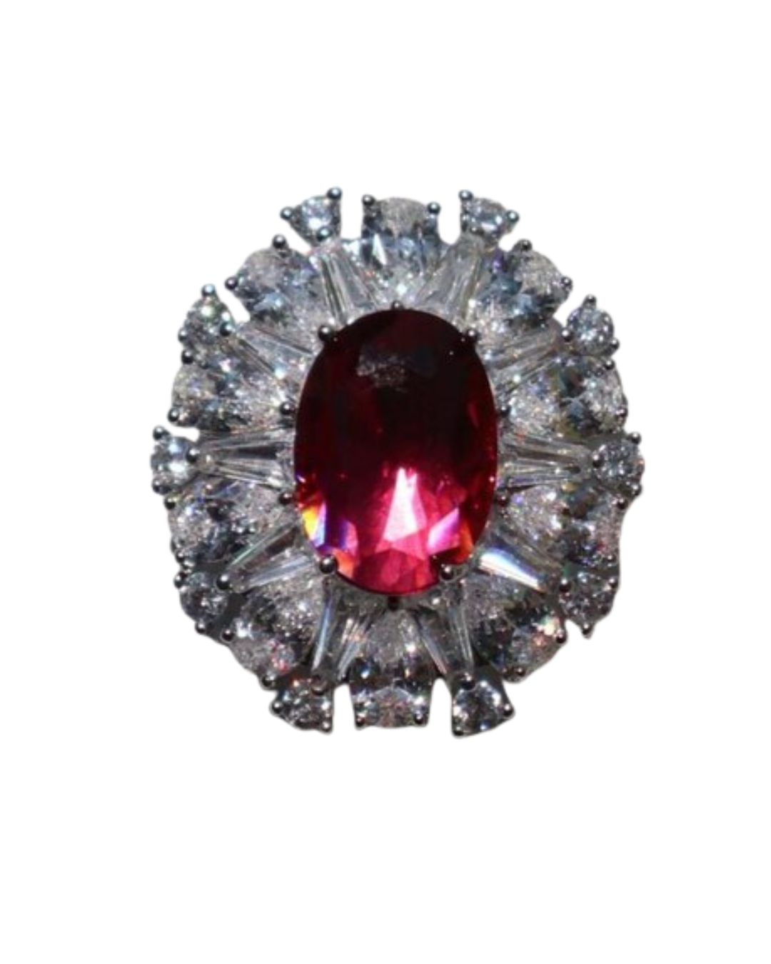 Crimson Halo Crystal Brooch