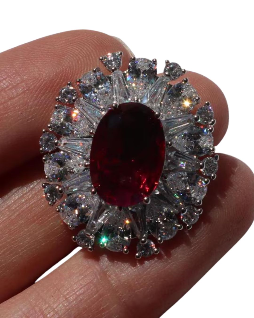 Crimson Halo Crystal Brooch