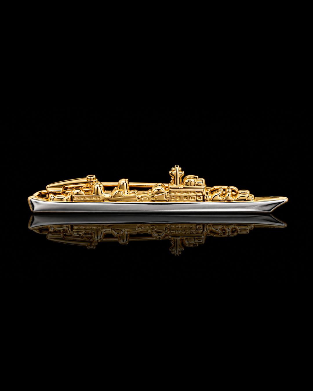 Battleship Tie Pin with Chain