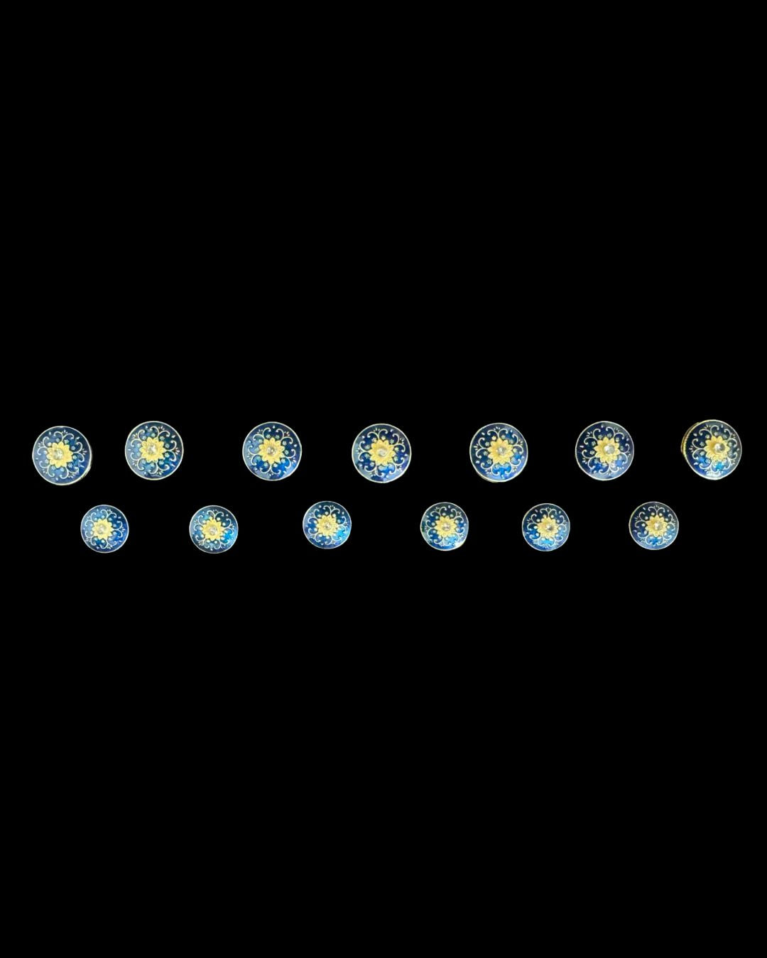 Royal Azure Bloom Bandhgala Button Set