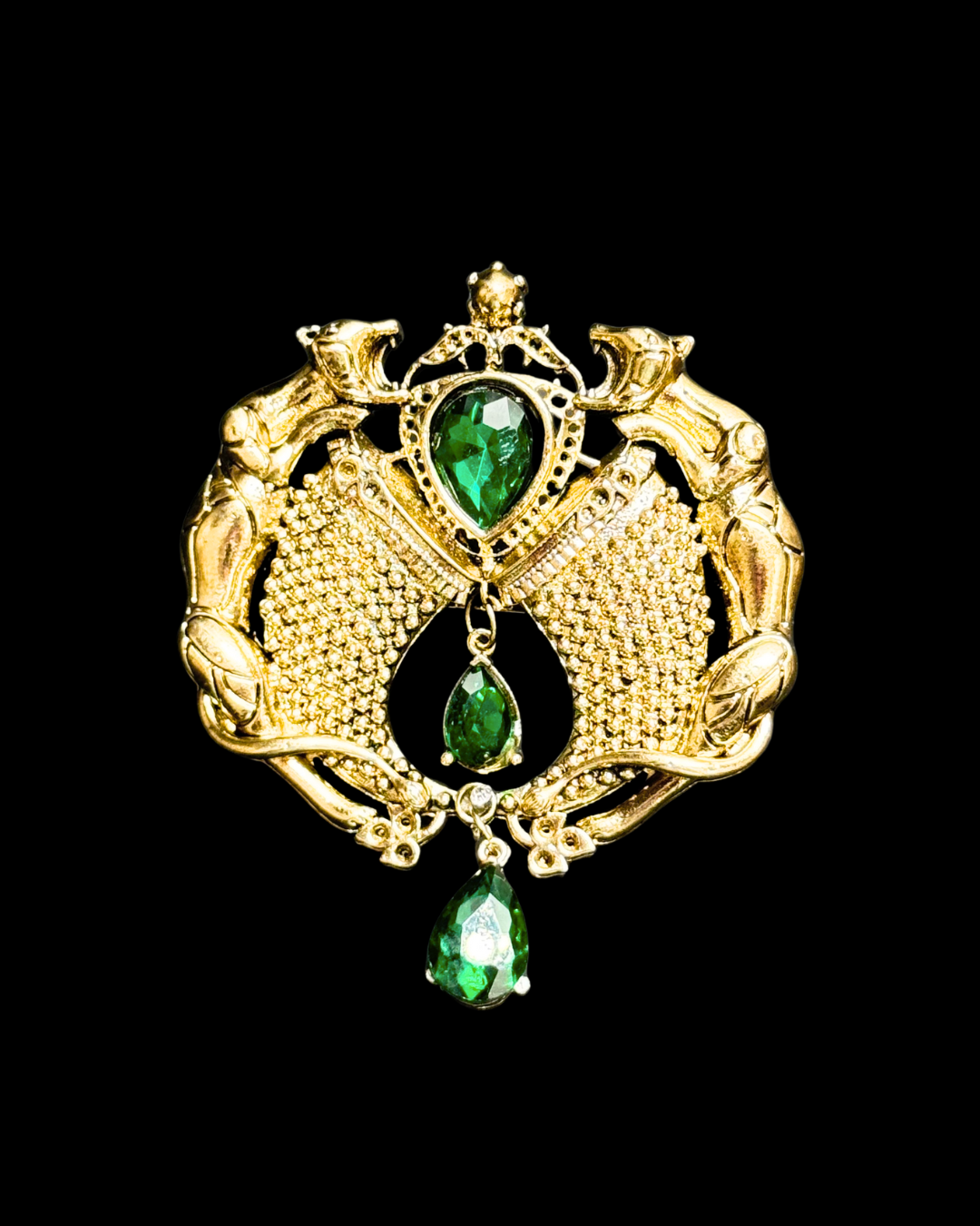 Green Crest Panther Brooch