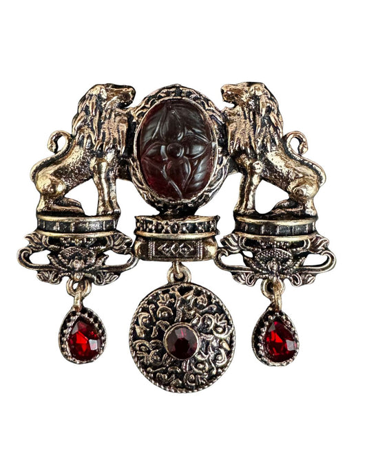 Crimson Herald Lion Brooch