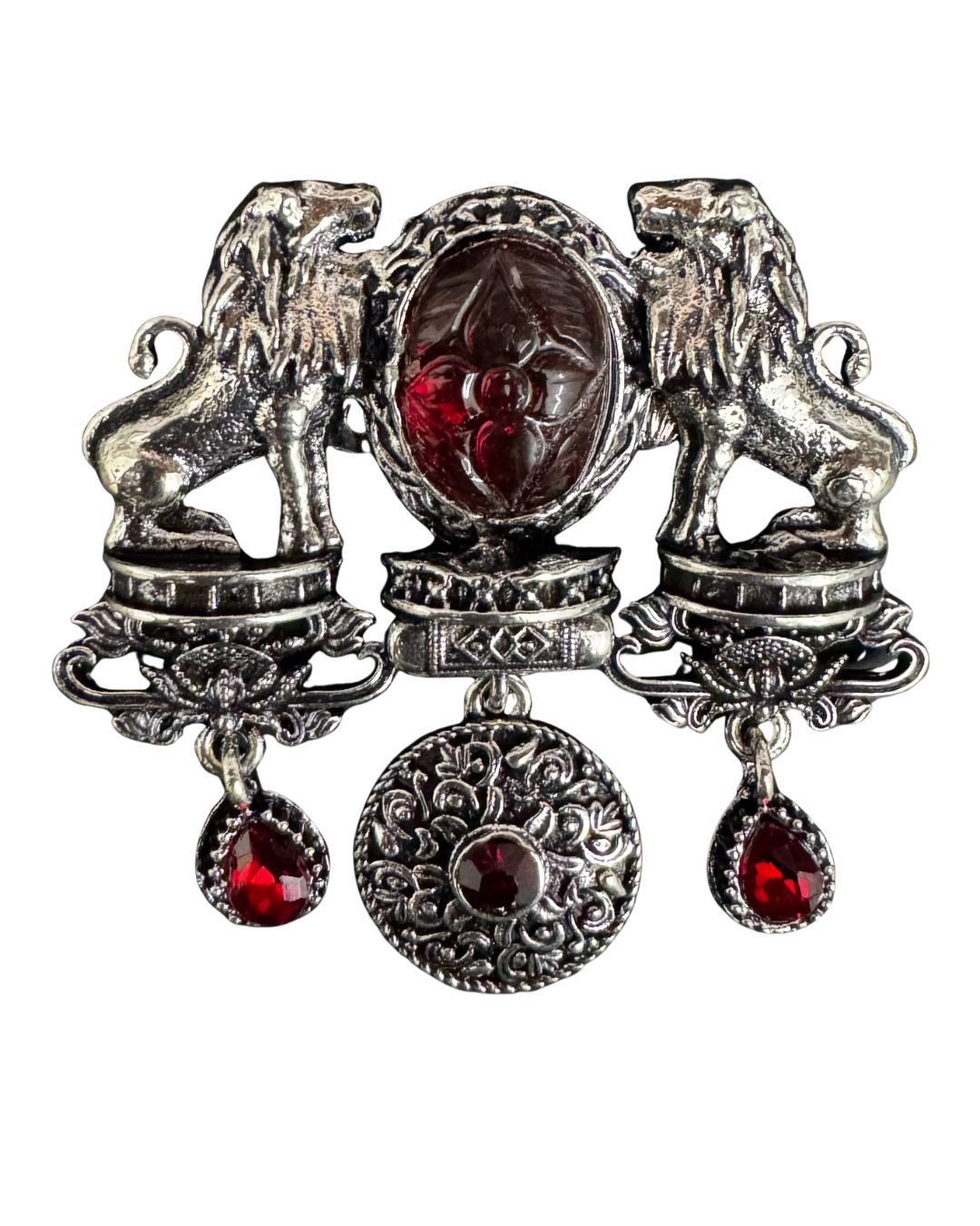 Crimson Herald Lion Brooch