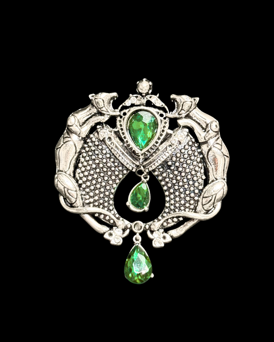 Green Crest Panther Brooch