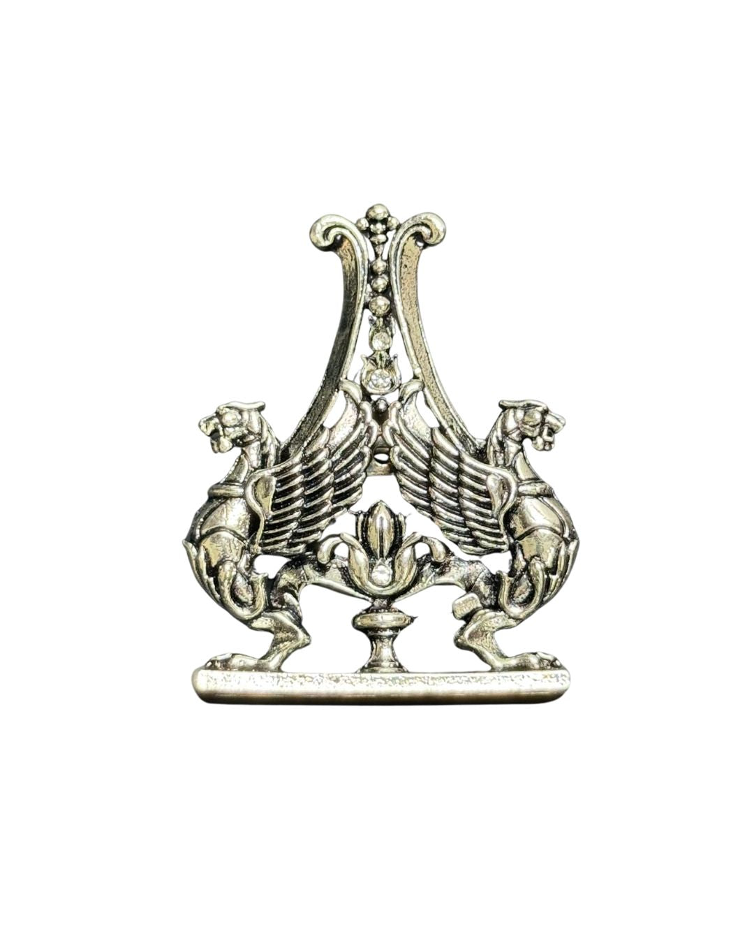 Twin Griffin Lyre Brooch