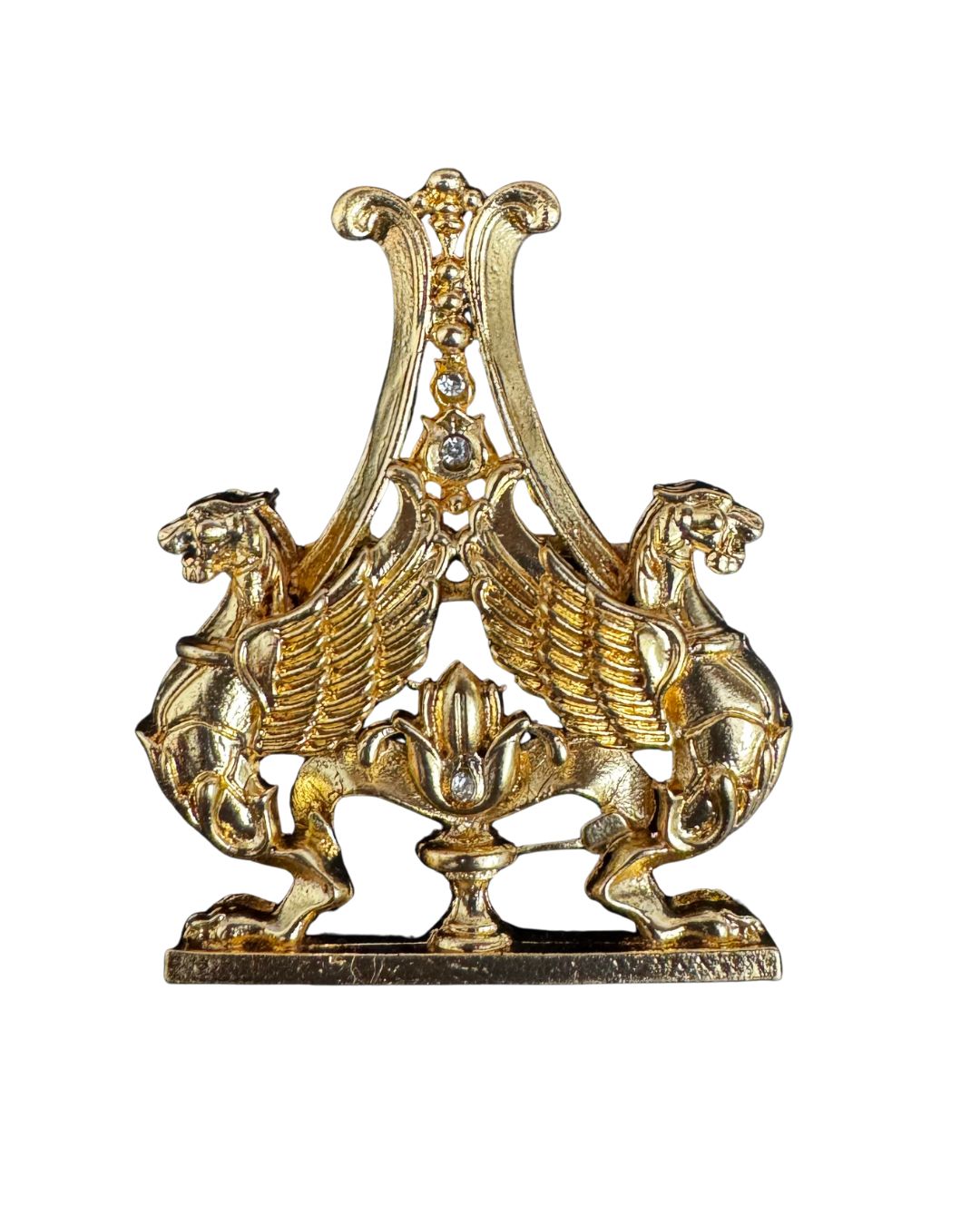 Twin Griffin Lyre Brooch