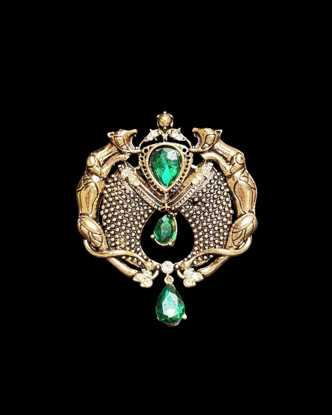 Green Crest Panther Brooch