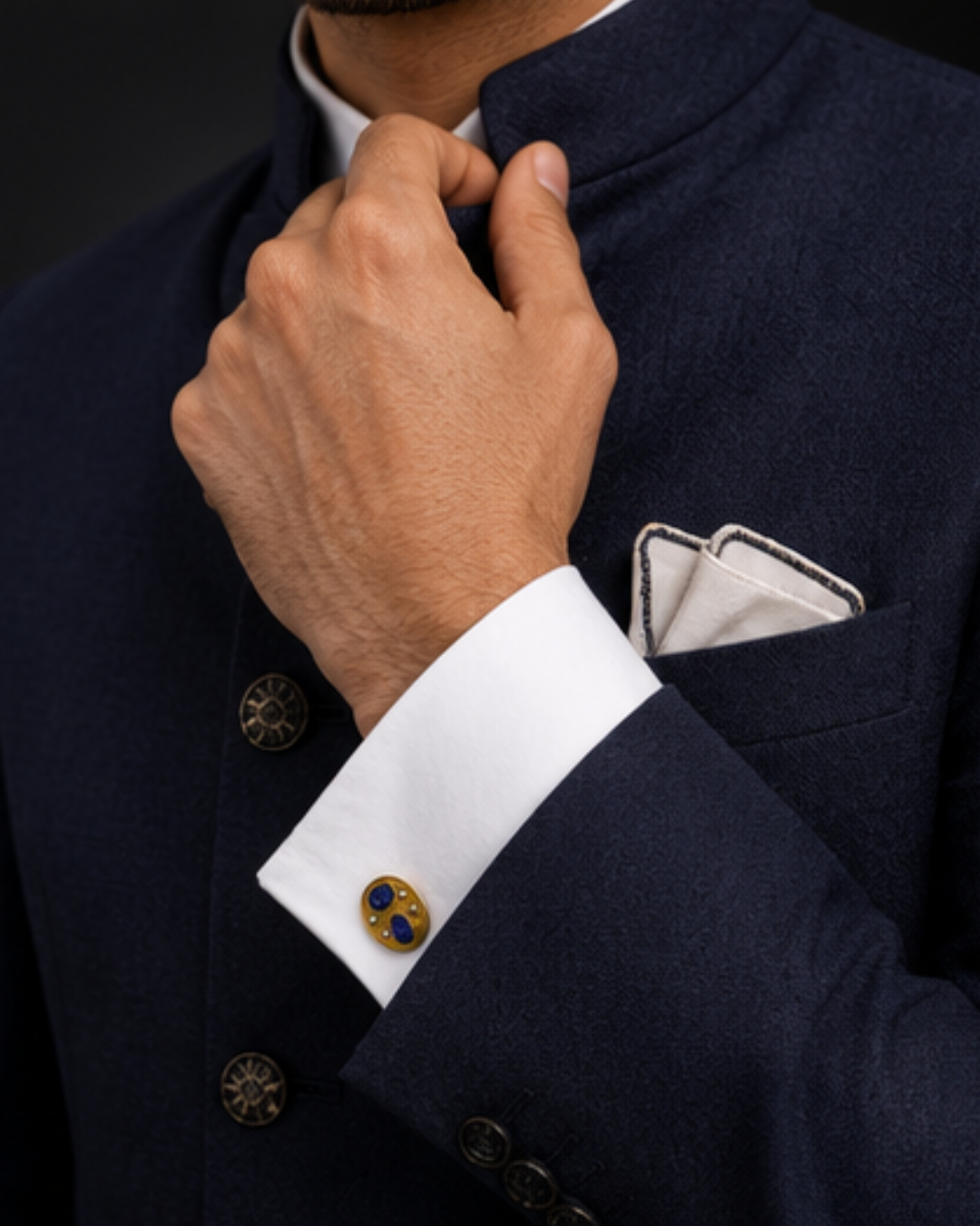 Dual Oval Emerald & Sapphire Cufflinks