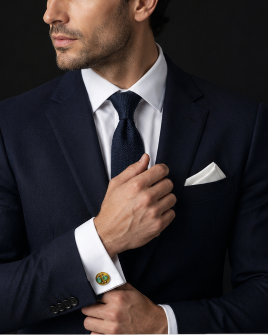 Dual Oval Emerald & Sapphire Cufflinks