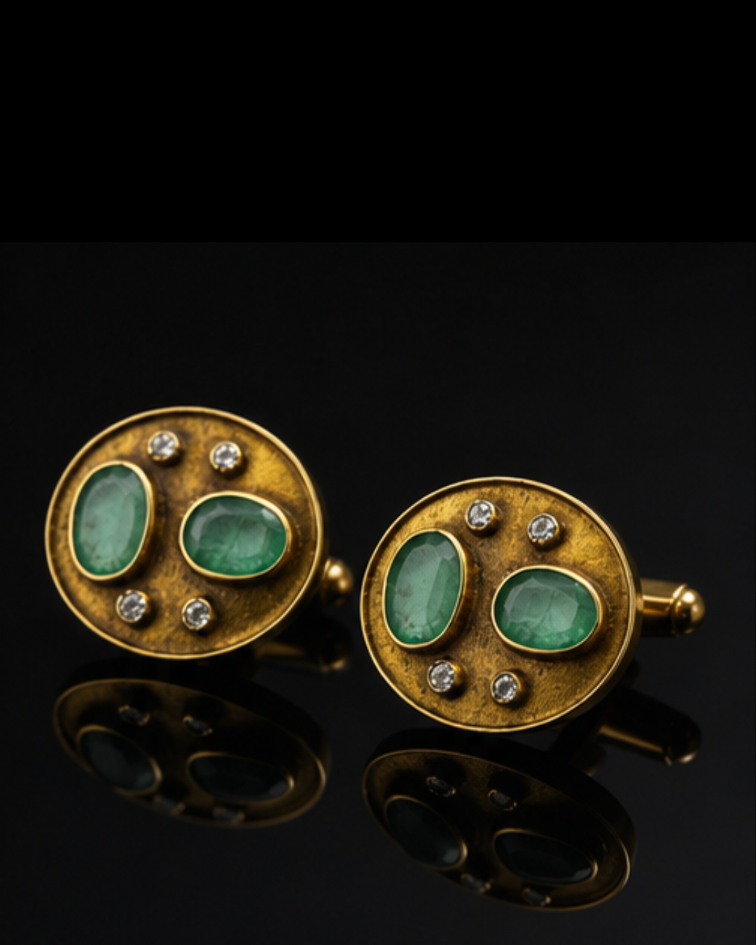 Dual Oval Emerald & Sapphire Cufflinks