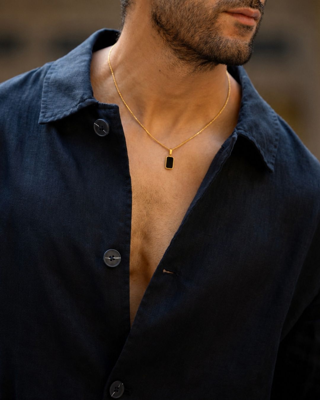 Classic Black & Gold Chain Pendant
