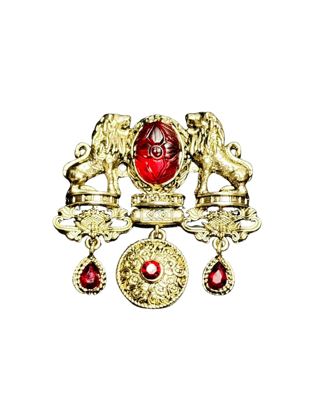 Crimson Herald Lion Brooch