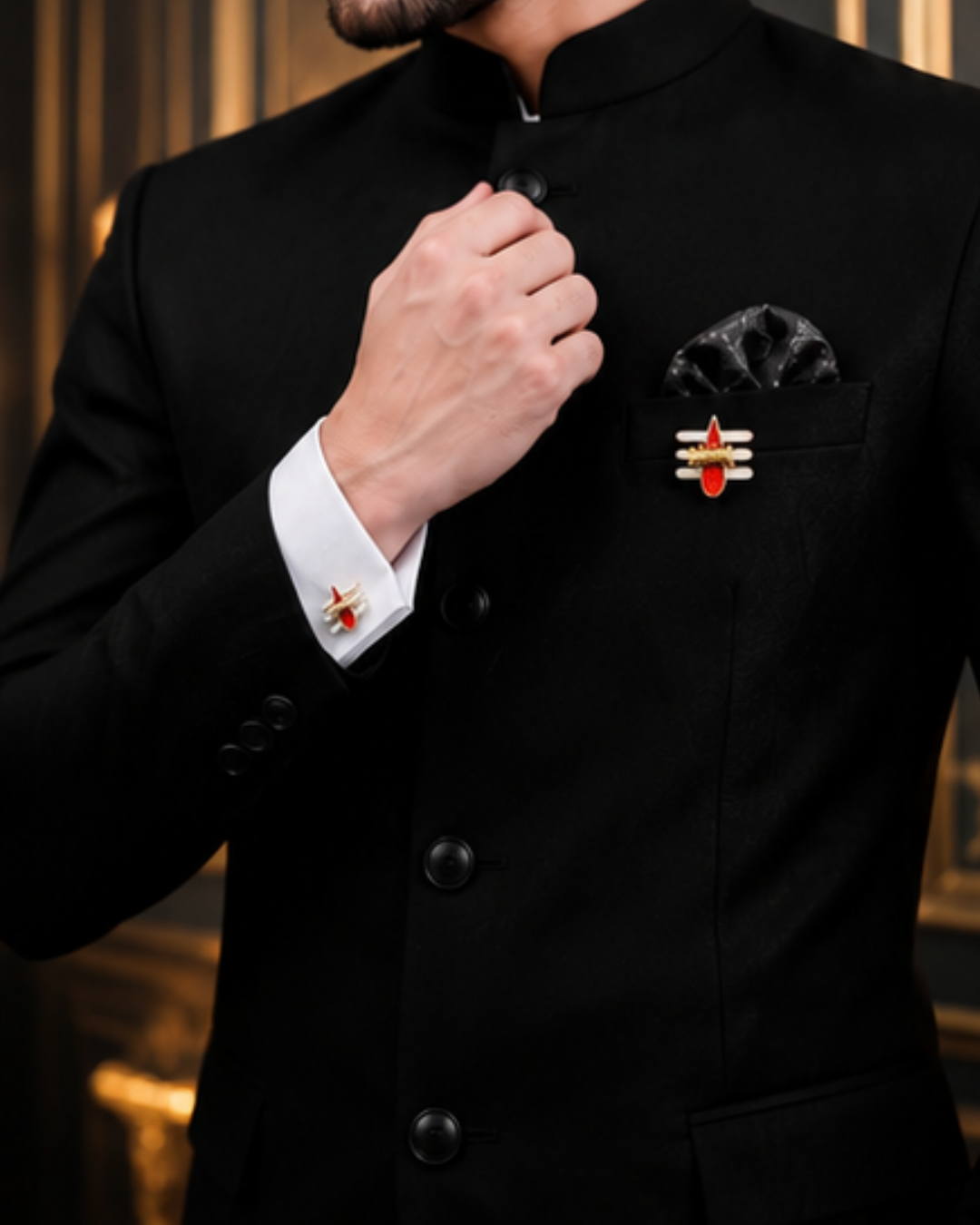 Mahakal Tilak Damru Cufflinks