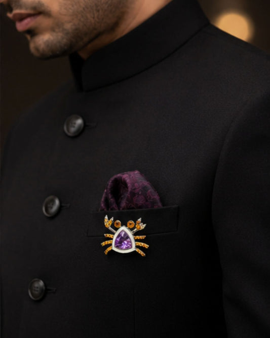 Amethyst Crab Brooch