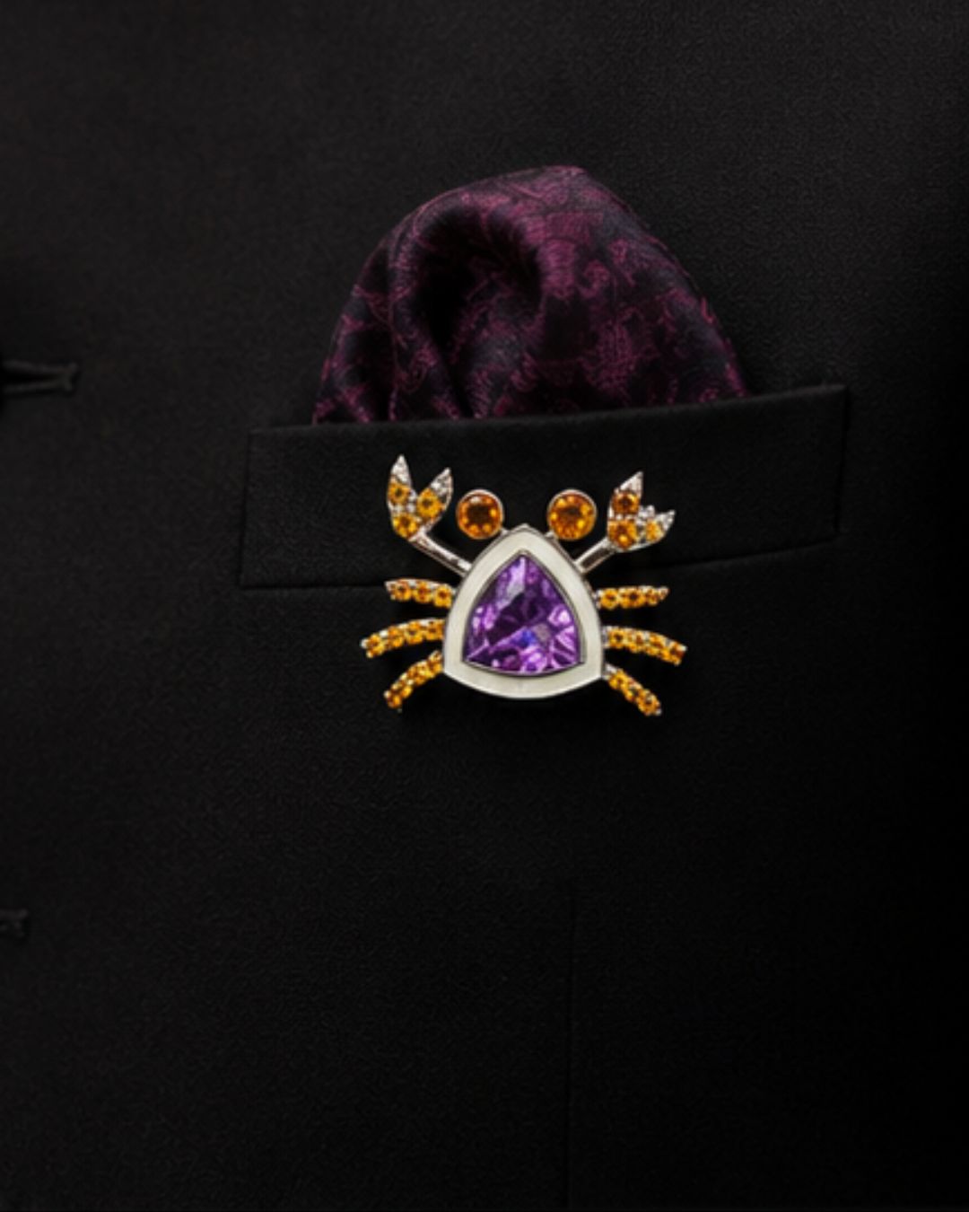 Amethyst Crab Brooch