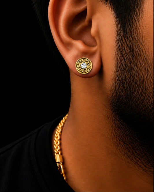 Regal Filigree Solitaire Stud Earrings