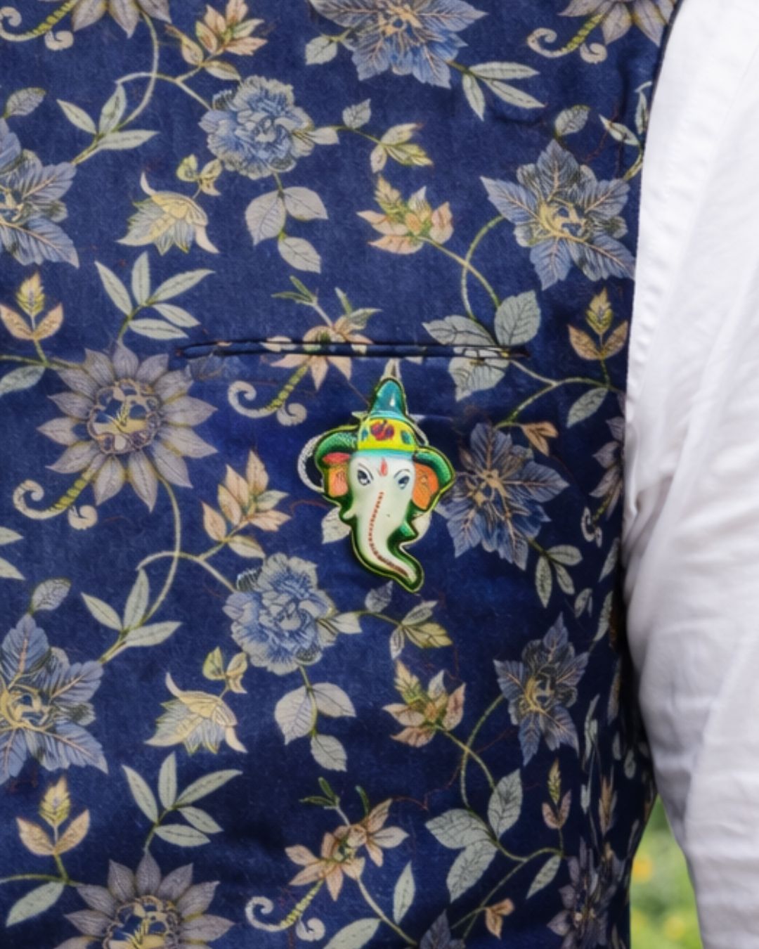 Ganesha – Blue Pottery Brooch