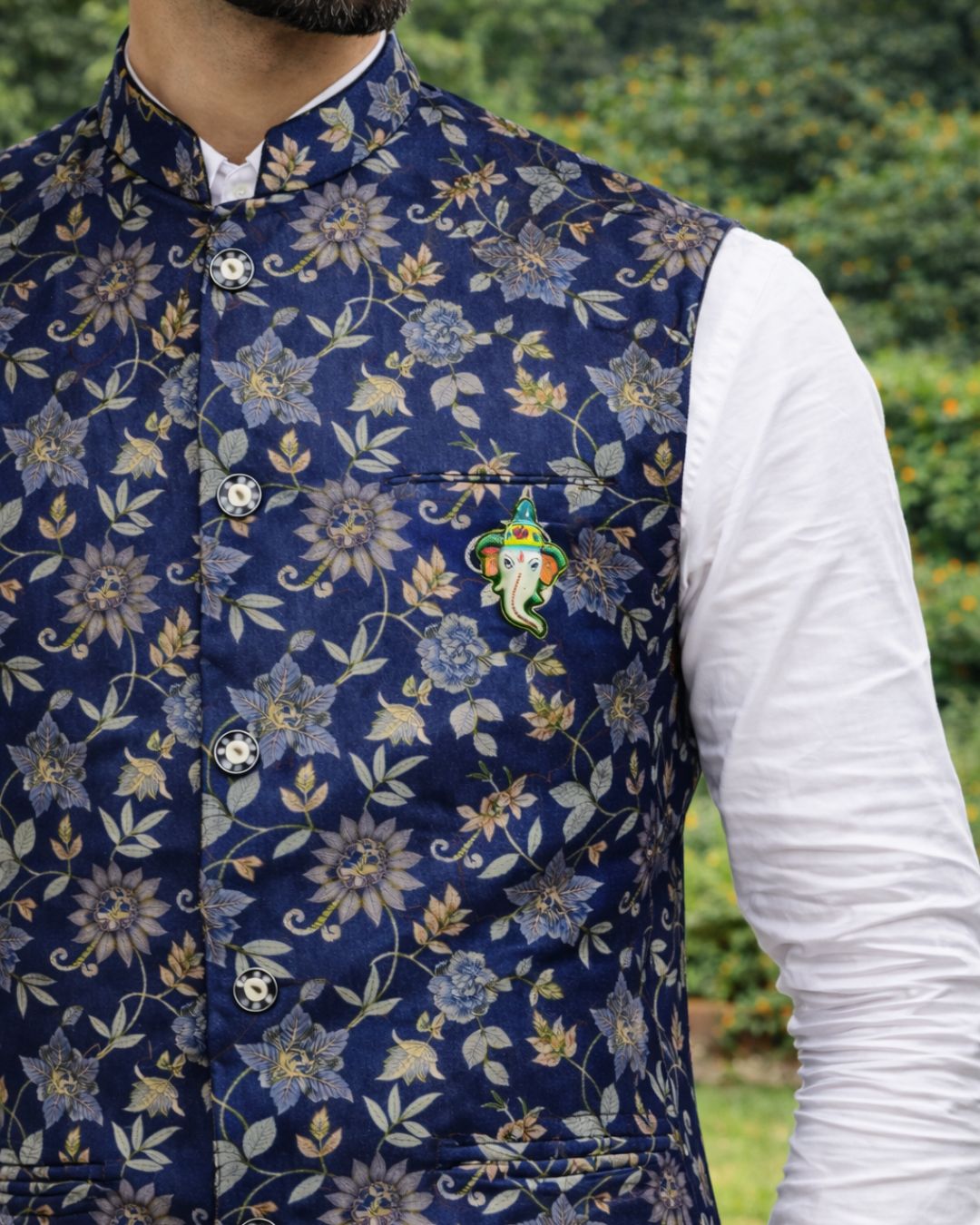 Ganesha – Blue Pottery Brooch