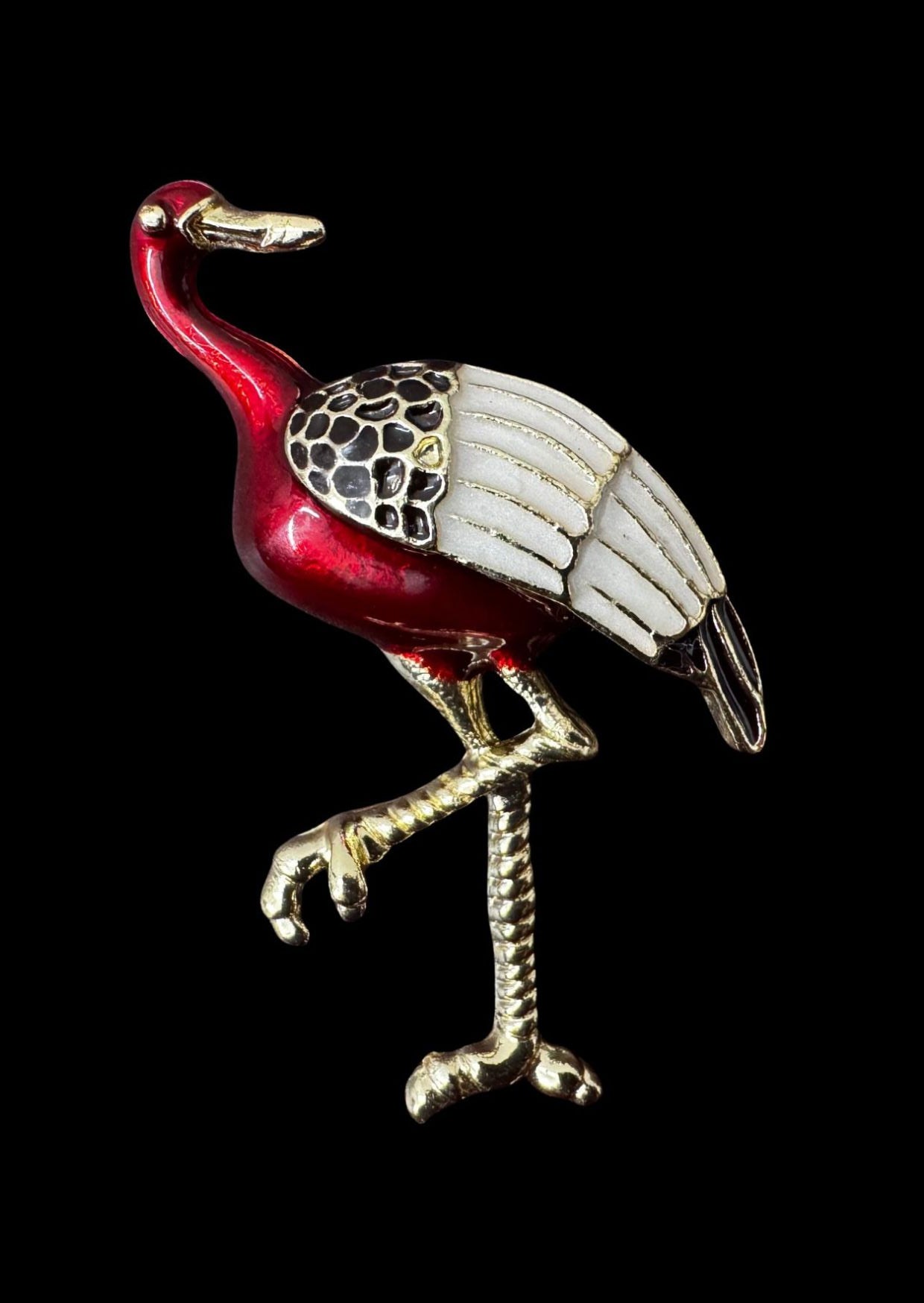 Standing crane bird Brooch