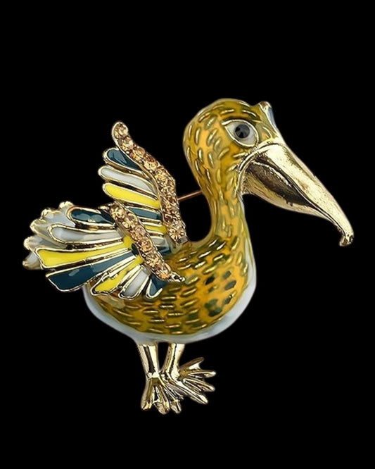 Golden Beak Bird Brooch