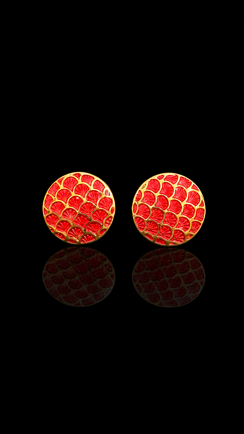 Royal Vermilion Fan Enamel Cufflinks