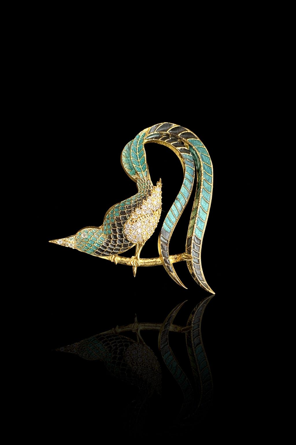 Regal Plume Bird Brooch