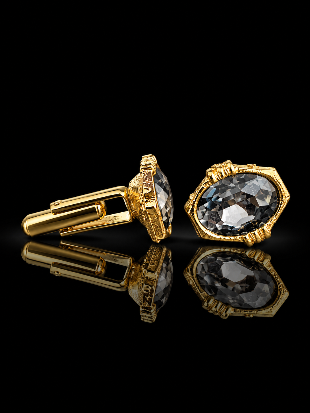 Midnight Crystal Gold Cufflinks