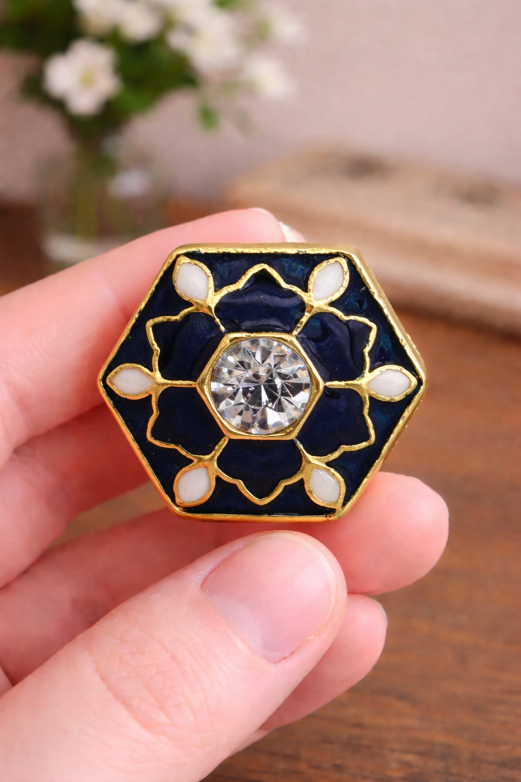 Royal Amethyst Bloom Bandhgala Button