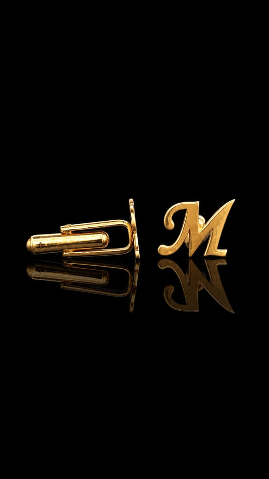Rajputana Initial "M" Gold Cufflinks