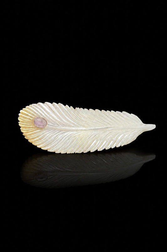 Mother Of Pearl Feather Elegance Brooch