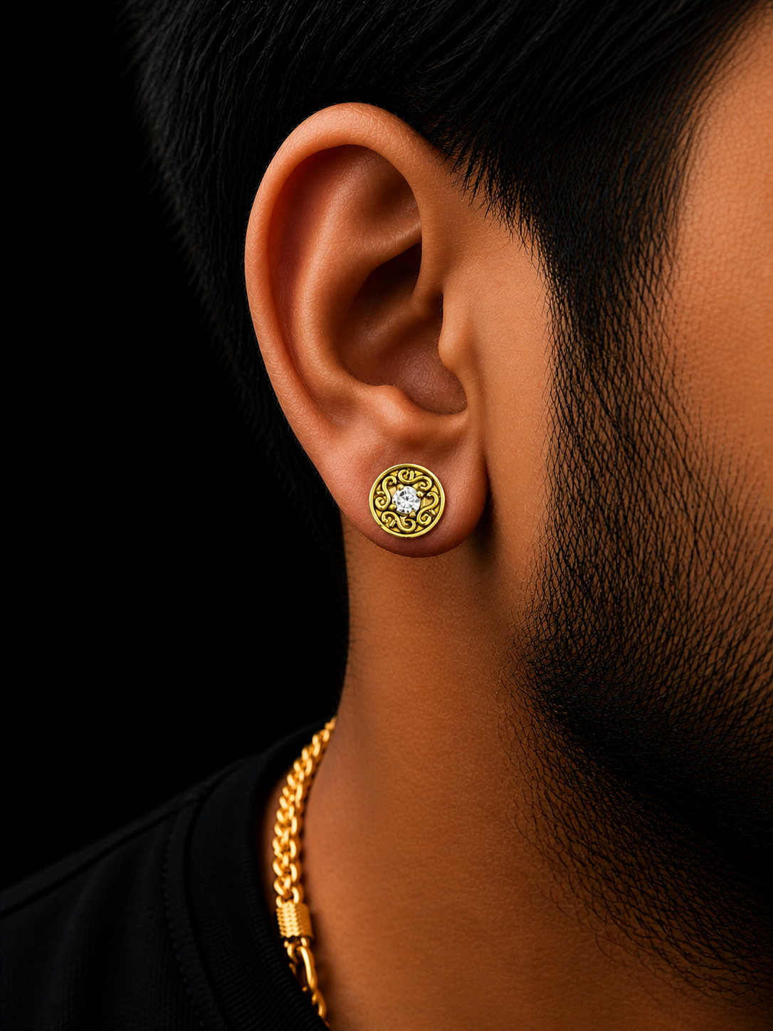 Regal Filigree Solitaire Stud Earrings