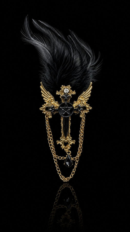 Midnight Sovereign Feather Brooch
