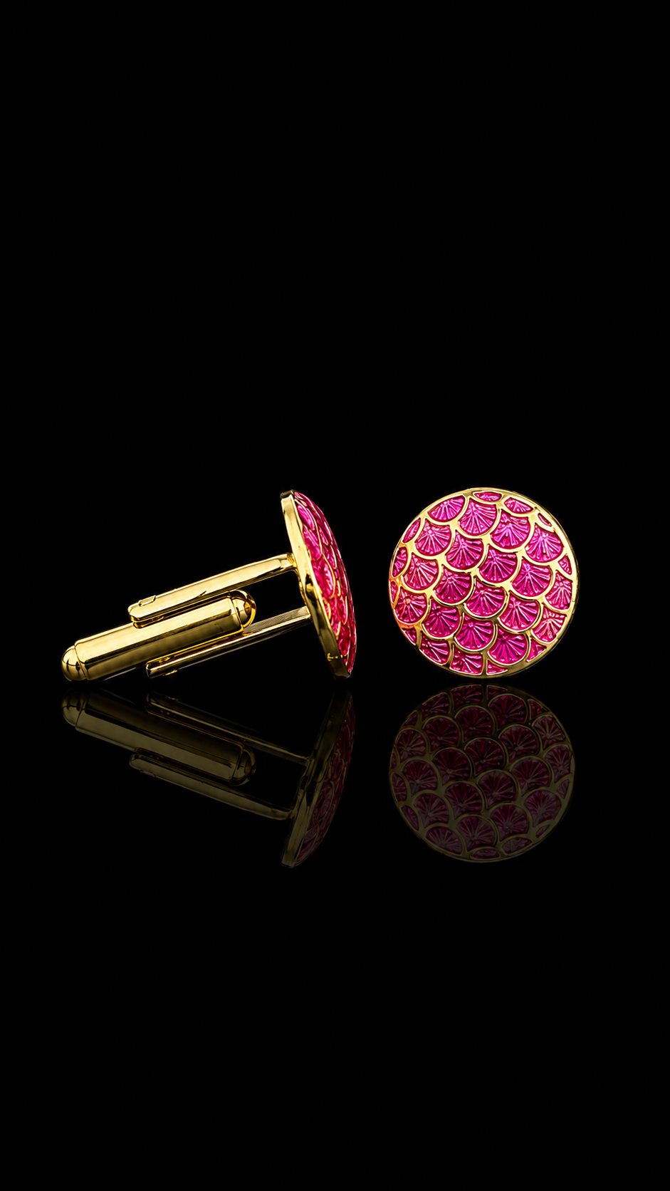 Royal Vermilion Fan Enamel Cufflinks