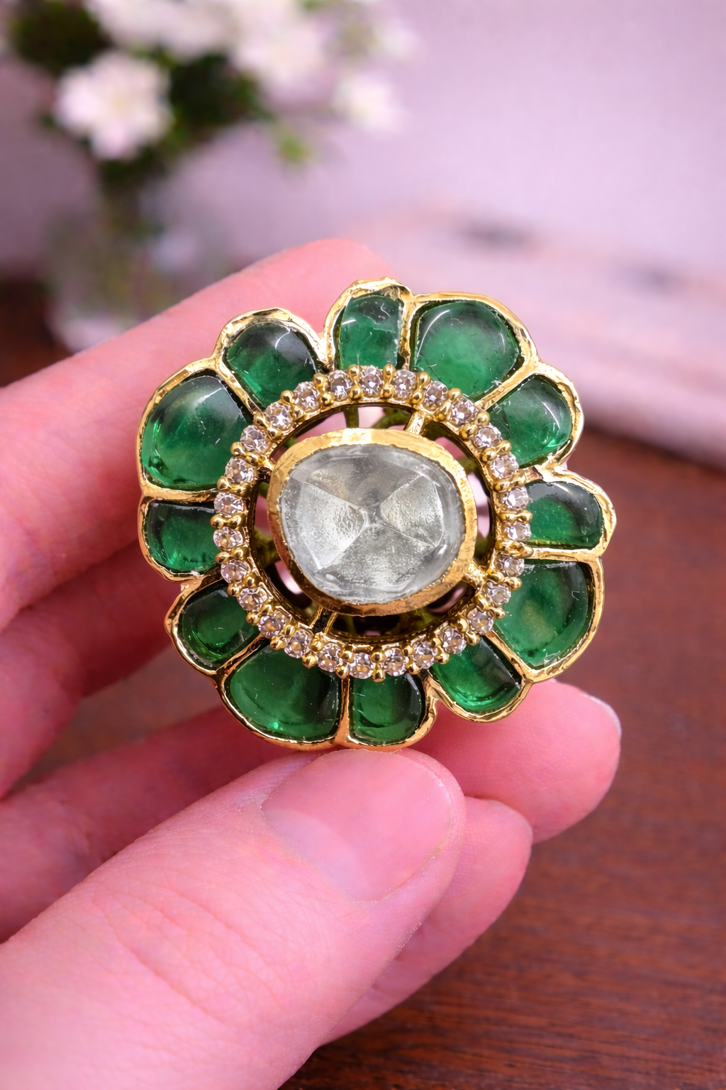 Emerald Blossom Royale Bandhgala Button