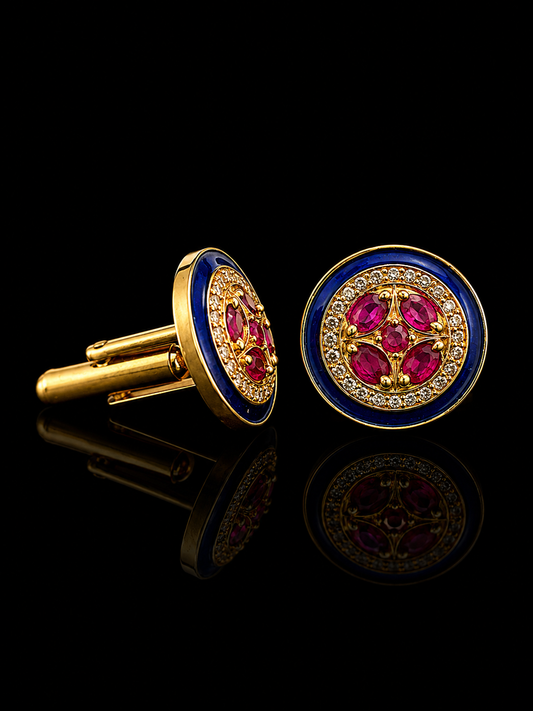 Royal Ruby & Blue Enamel Stone Cufflinks