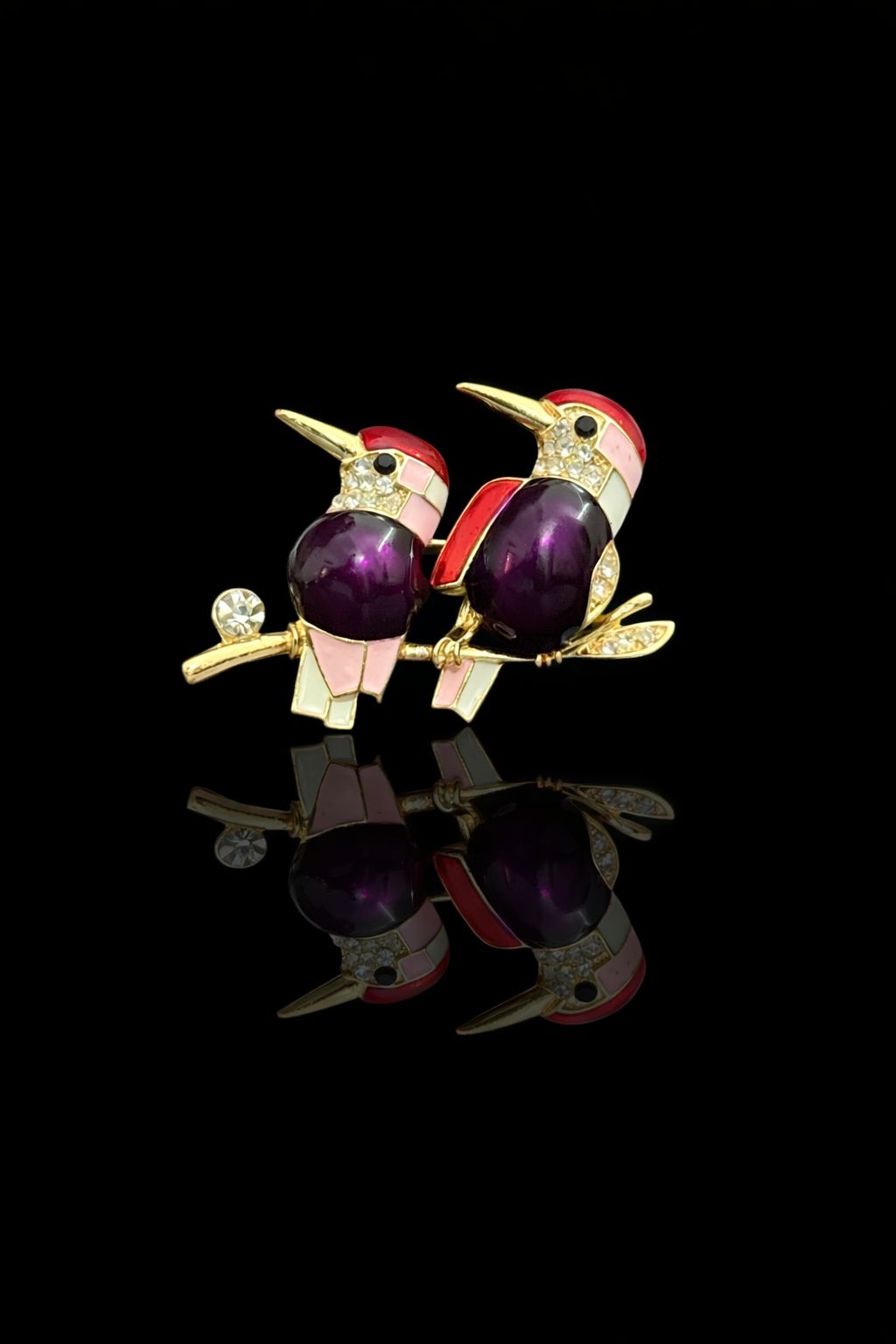 Blush Duo Birds Brooch