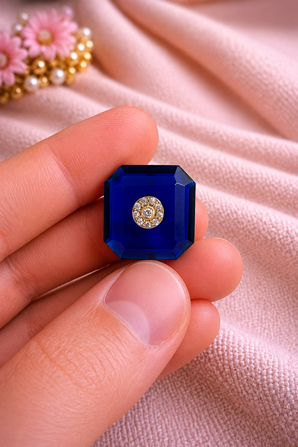 Royale Crystal Square Bandhgala Button