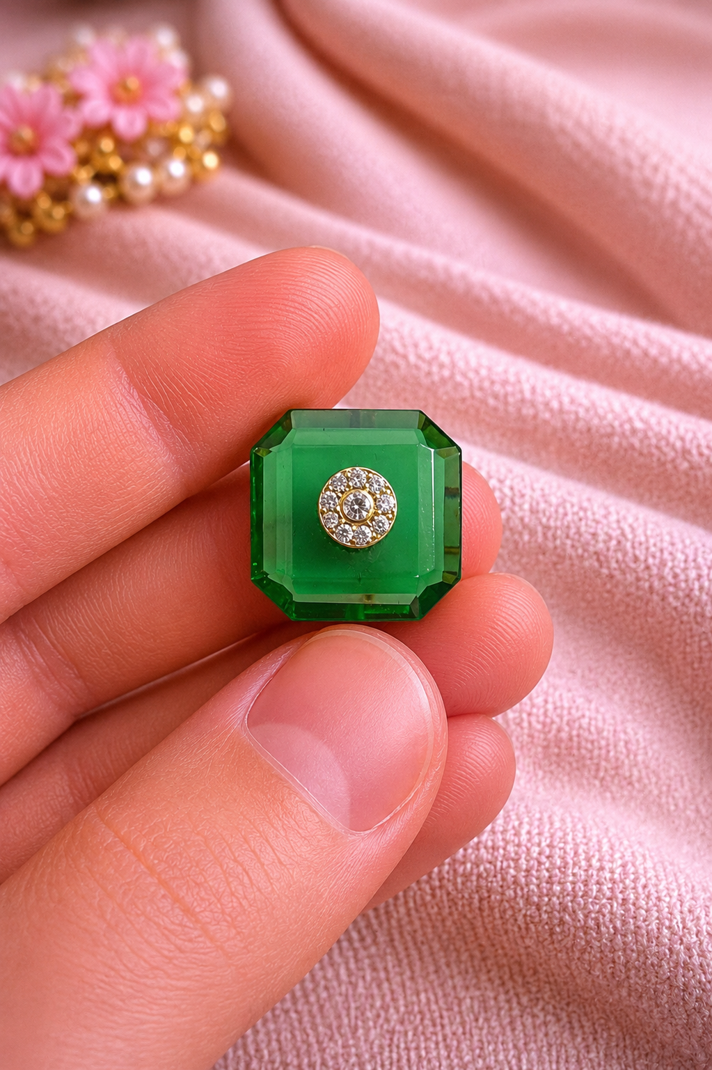 Royale Crystal Square Bandhgala Button