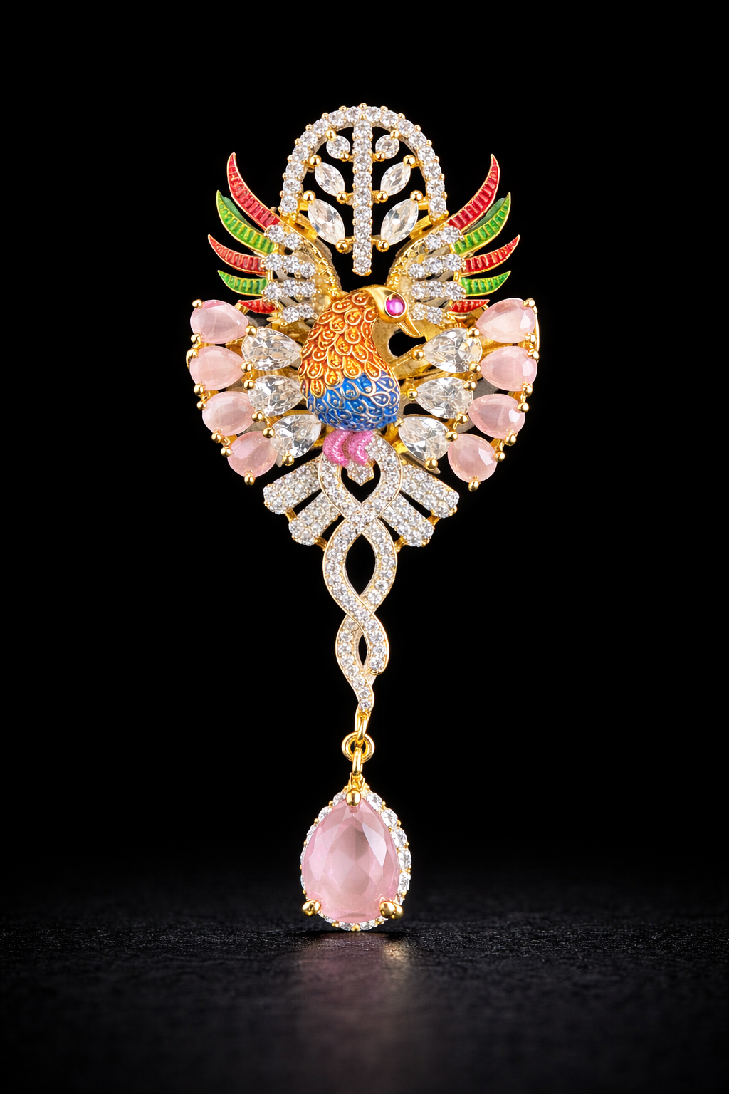 Regal Peacock Cascade Brooch