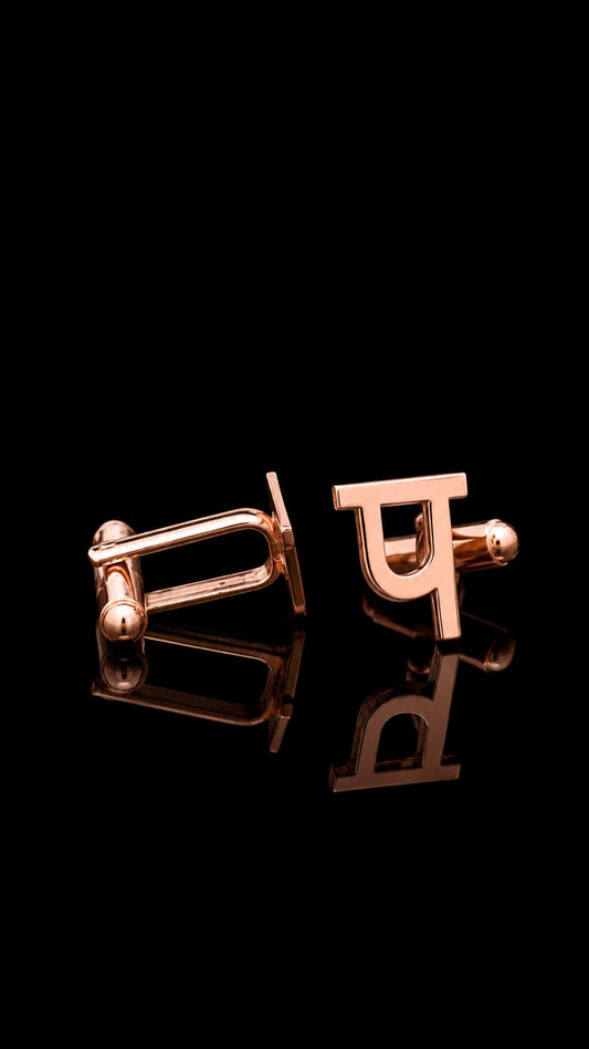 Rajputana Initial "प" Rose Gold Cufflinks