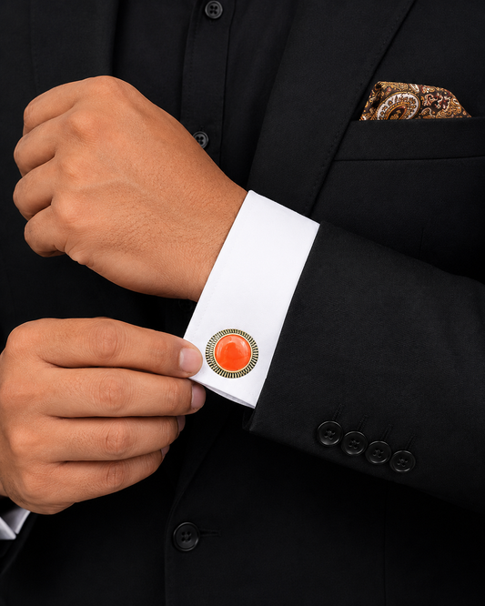 Amber Halo Enamel Cufflinks