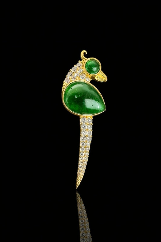 Scarlet Crest Bird Brooch