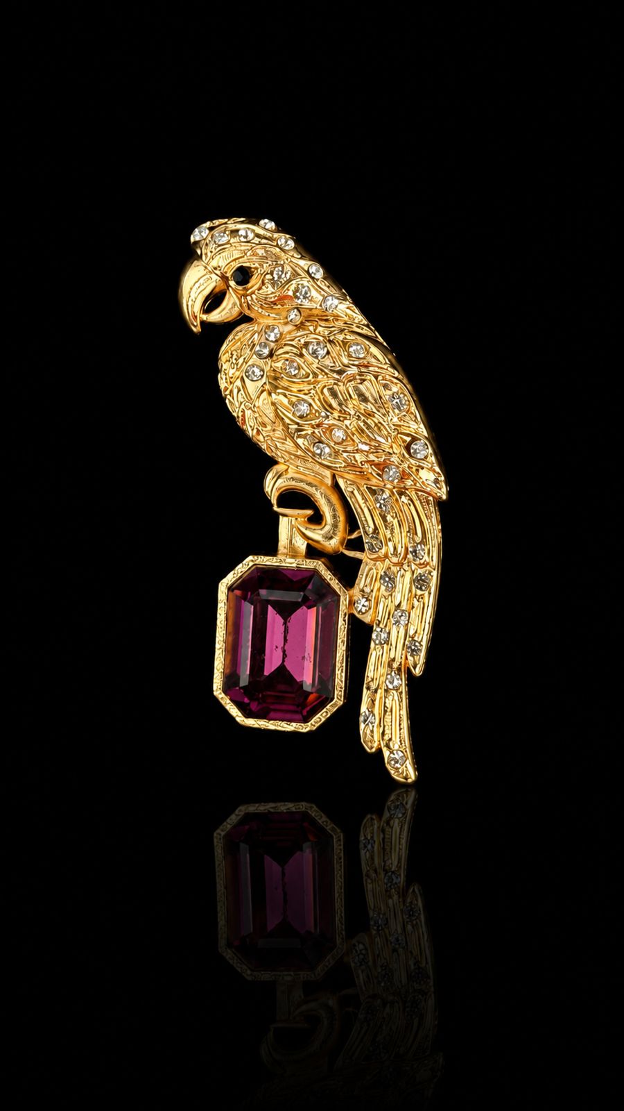 Royal Parrot Gemstone Brooch
