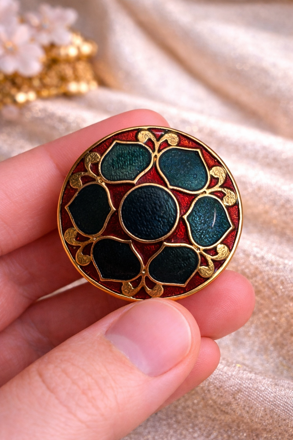 Regal Vine Enamel Bandhgala Button