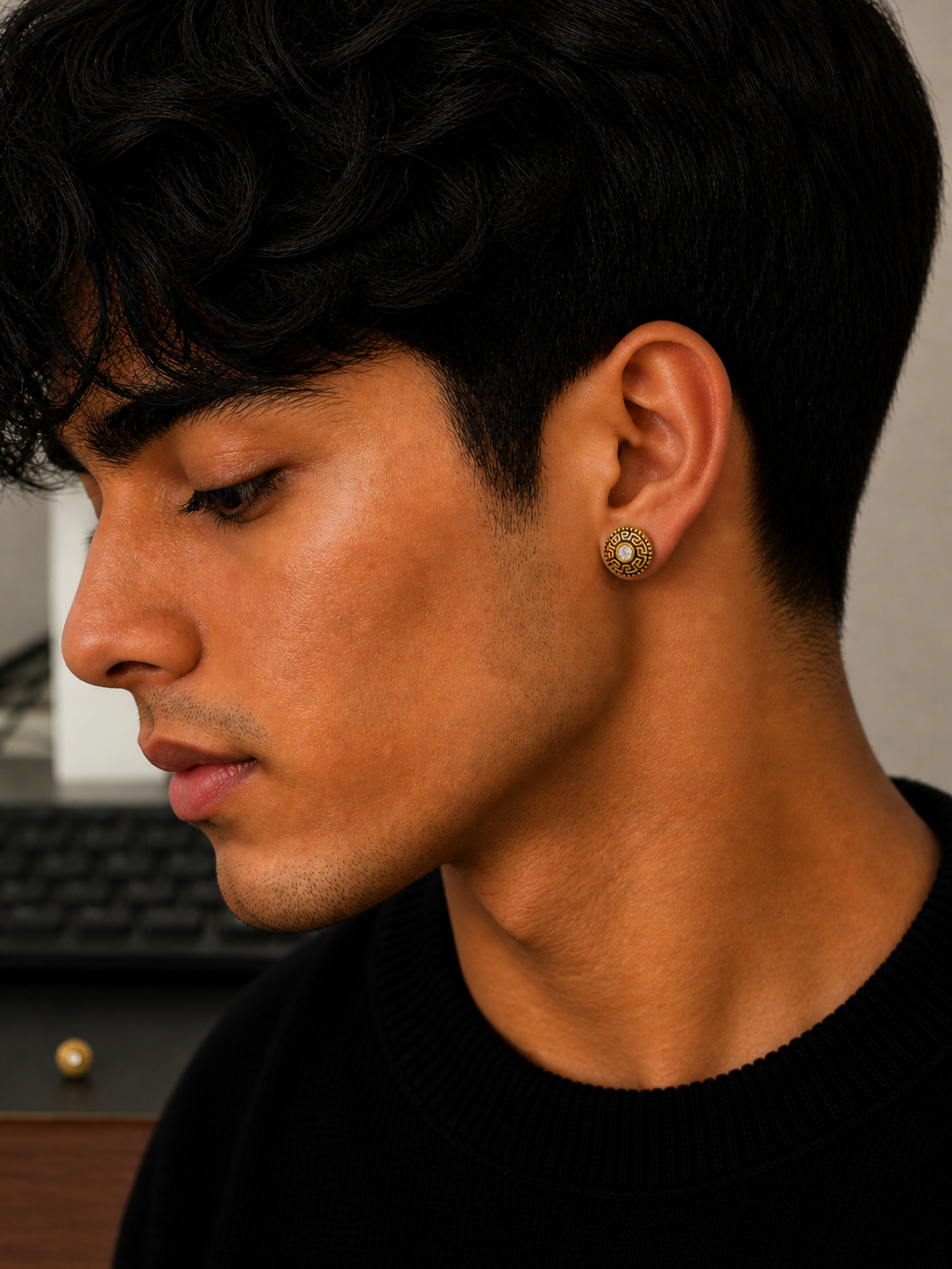 Regal Maze Round Stud Earrings