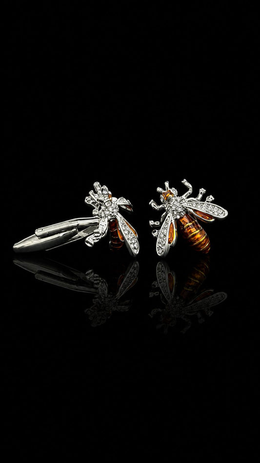 Amber Crystal Bee Cufflinks