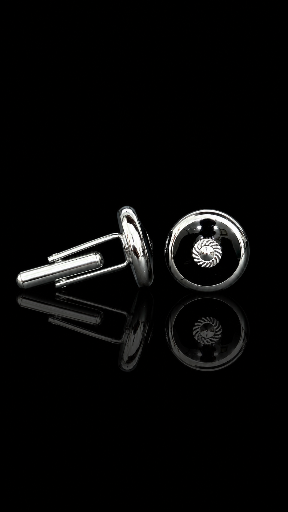 Midnight Orbit Black Enamel Cufflinks